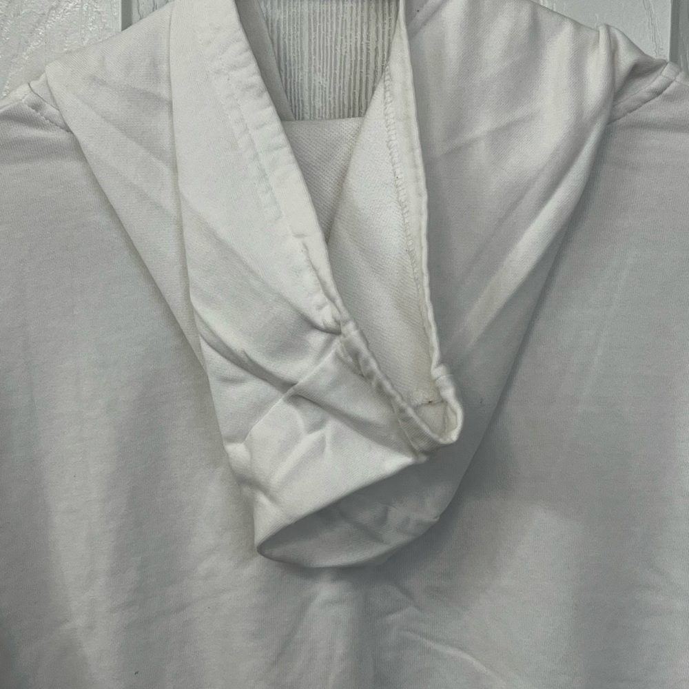 Juniors Small Cropped White Zip-Up L/S Hoodie - Picture 7 of 9